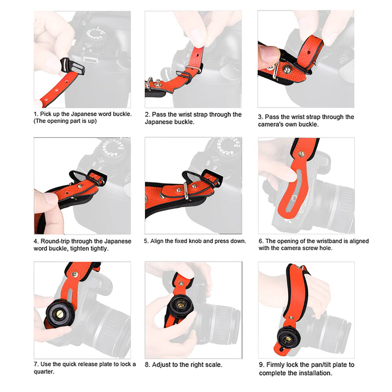  [AUSTRALIA] - LENSGO VDS6 Professional Camera Hand Grip Strap with Metal Plate Orange