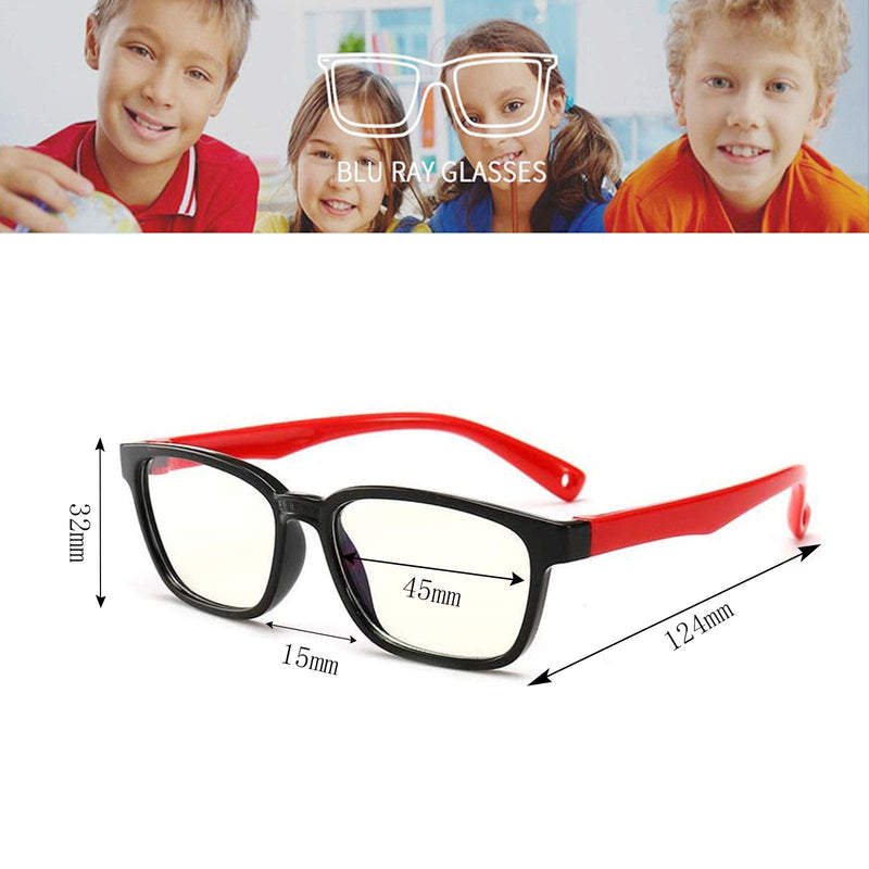 Anti Blue Light Glasses for Kids Computer Glasses,UV Protection Anti Glare Eyeglasses Computer Glasses Video Gaming Glasses for Children (Black-red) Black-red - LeoForward Australia