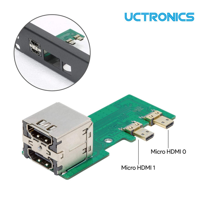  [AUSTRALIA] - UCTRONICS for Raspberry Pi Rack with Micro HDMI Adapter Boards, 19" 1U Rack Mount Supports 1-4 Units of Raspberry Pi 4 Model B