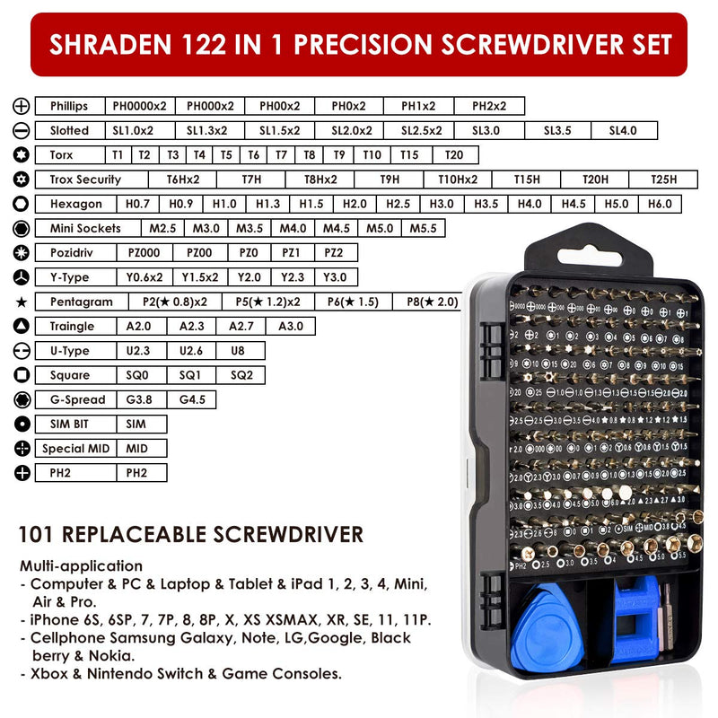 SHARDEN Precision Screwdriver Set, 122 in 1 Electronics Magnetic Repair Tool Kit with Case for Repair Computer, PC, Cellphone, Game Console, Watch, Eyeglasses etc (Blue)… Blue - LeoForward Australia