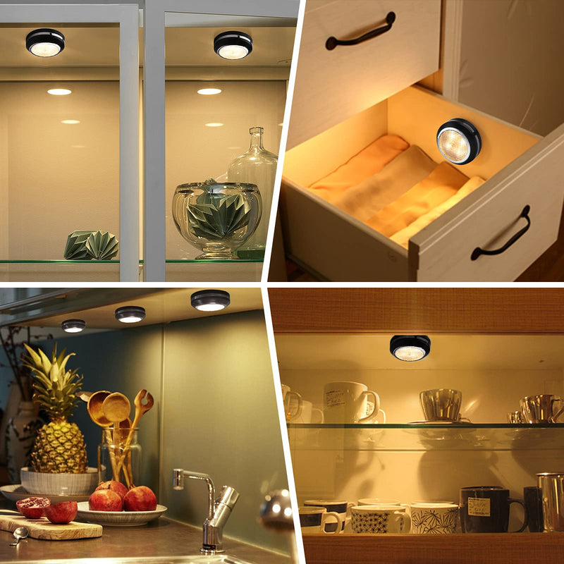 Battery Operated Lights MFOX Under Cabinet Lighting, Puck Lights with 2 Remote Control 6 Pack and LED Color Changing Wireless Ceiling Light with Timer, Dimmable Closet Lights, Led Lights for Bedroom. - LeoForward Australia
