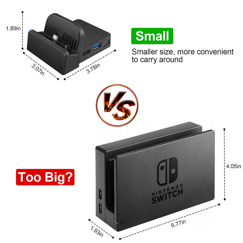  [AUSTRALIA] - UKor TV Dock Docking Station for Nintendo Switch, Portable Charging Stand,Compact Switch to HDMI Adapter,with Extra USB 3.0 Port, Replacement Charging Dock for Nintendo Switch