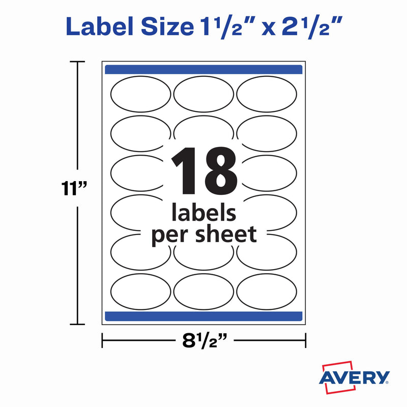 Avery Printable Blank Oval Labels, 1.5" x 2.5", Matte White, 450 Customizable Labels (22564) 1.5" x 2.5" 450 Labels - LeoForward Australia