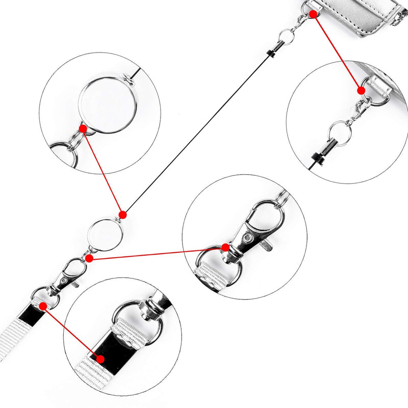  [AUSTRALIA] - Teskyer ID Badge Holder with Retractable Lanyard, Easy Swipe Premium PU Leather ID Card Holder with 2 Card Slots for Work ID, School ID, Metro Card and Access Card 2 card slot Black