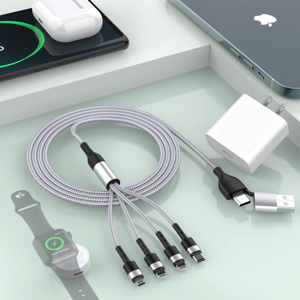  [AUSTRALIA] - PD20W USB C Charger+ 6 in 1 Multi USB Universal Smart Watch Charging Cable,1.8M/6FT Type C+USB A Magnetic Watch Charger+Lightning*2+Type C+Micro USB for Apple Watch Series 7 6 5 4 3 2 1 SE/iPhone 13