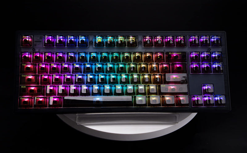  [AUSTRALIA] - Custom Cherry ProfileTransparent Keycaps 130 Keys Set PC Material Screen Printing ANSI Layout Keycaps for Gateron Kailh Cherry MX Switches Mechanical Gaming Keyboards (Black) Black