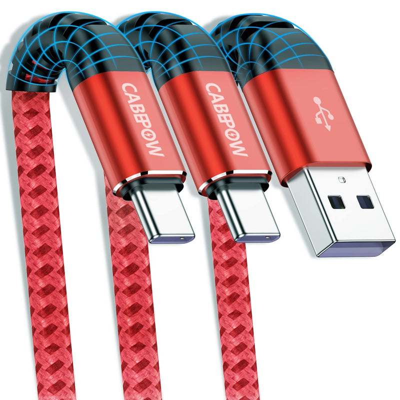  [AUSTRALIA] - USB A to Type C Cable, Cabepow [2Pack] 10Ft Extra Long Fast Charging 10 Feet USB Type C Cord for Samsung Galaxy A10/A20/A51/S10/S9/S8, 10 Foot Type C Charger Premium Nylon Braided USB Cable -Red Vermeil 10Feet