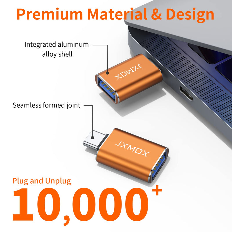  [AUSTRALIA] - USB C to USB Adapter [2-Pack], Thunderbolt 3 to USB 3.0 OTG Adapter Compatible MacBook Pro,Chromebook,Pixelbook,Microsoft Surface Go,Galaxy S8 S9 S10 Plus,Note 8 9,Pixel 2 3(Orange) Orange