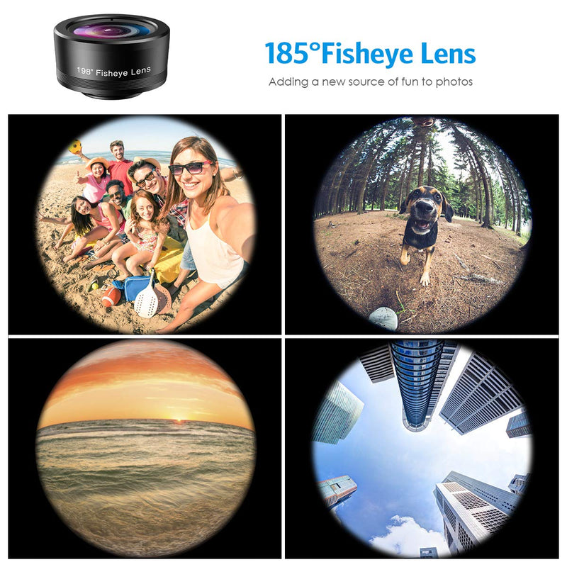  [AUSTRALIA] - Criacr Phone Camera Lens, 198° Fisheye Lens, 15X Macro Lens, 0.65X Wide Angle Lens, Clip-On 3 in 1 Cell Phone Lens for Live Video, Compatible with iPhone 13, X XR, Samsung, Other Smartphones