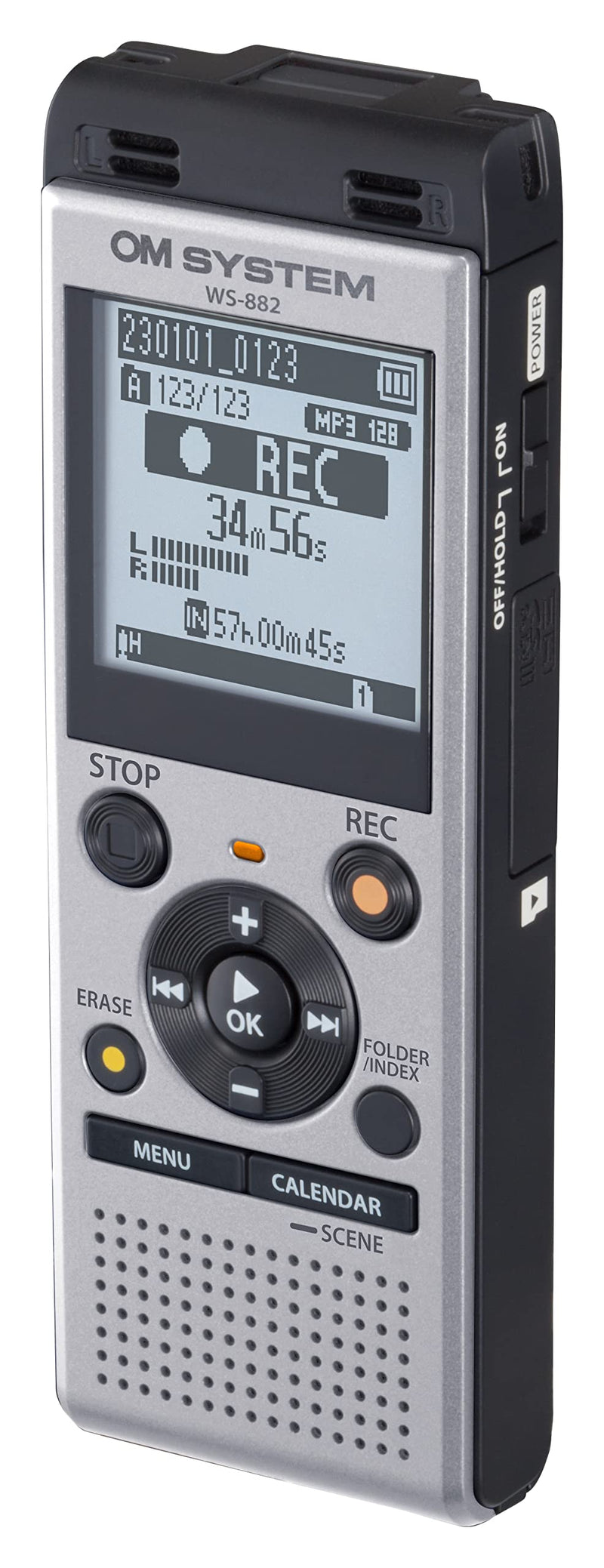  [AUSTRALIA] - OM System WS-882 Digital Voice Recorder, with Linear PCM/MP3 Recording Formats, USB Direct, 4gb Playback Speed and Volume Adjust, File Index, Erase Selected Files