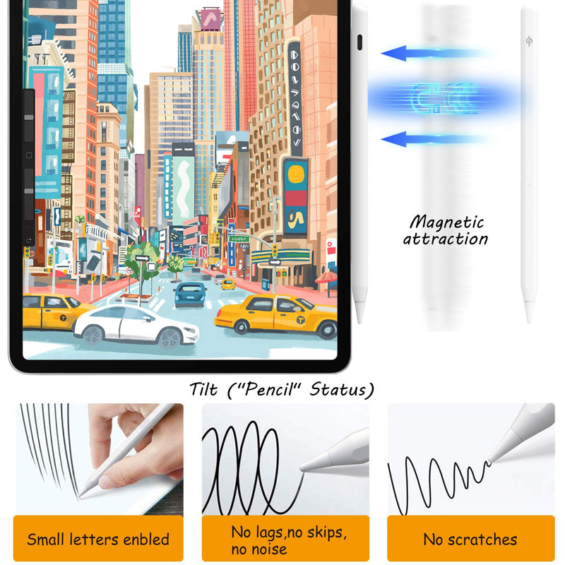 Stylus Pen Compatible with Apple iPad (2018-2020), iPad Pencil with Tilt, Palm Rejection, Magnetic, for iPad 6th/7th Gen, iPad Mini 5th Gen, iPad Pro (11/12.9") 3rd Gen, iPad Air (10.5") 3rd Gen White - LeoForward Australia