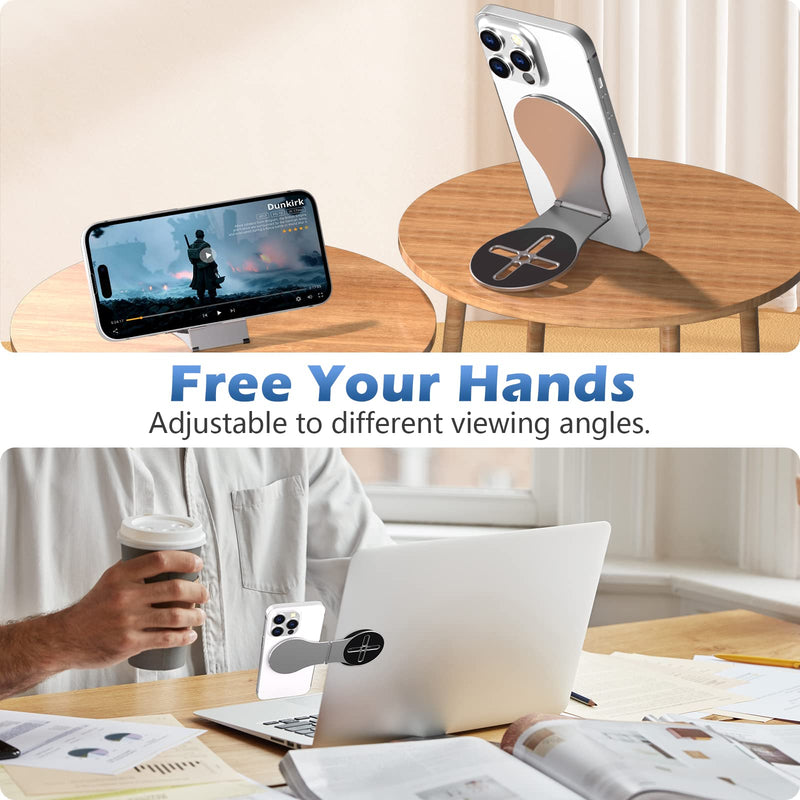  [AUSTRALIA] - ALAFLY for MagSafe Laptop Phone Mount, 360° Rotatable Car Tripod Phone Holder Stand Hands Free Foldable Ultra-Thin Silver