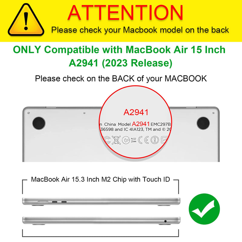  [AUSTRALIA] - Fintie Case Compatible with MacBook Air 15 Inch A2941 (2023 Release) - Protective Snap On Hard Shell Cover for MacBook Air 15.3" M2 Chip with Liquid Retina Display and Touch ID, Crystal Clear