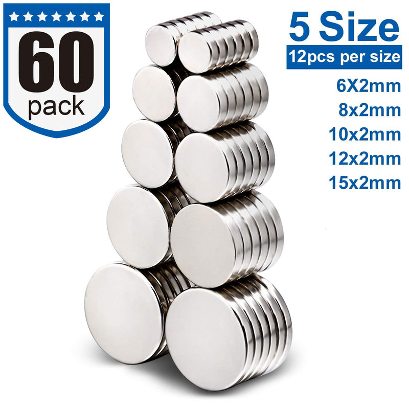  [AUSTRALIA] - DIYMAG 60Pack Refrigerator Magnets for Office, Hobbies, Crafts and Science, Round Ceramic Industrial Ferrite Magnets X2 60p