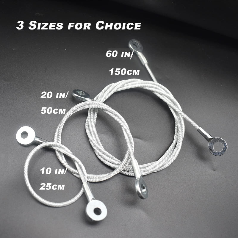  [AUSTRALIA] - Bytiyar 5 pcs 60 inch (150cm) 3mm Thickness Galvanized Steel Wire Cable Eyelets Ended Short Rope Lanyard Safety Tether Chain Lock with Vinyl Coated Cover Clear 60in/150cm Clear_5pcs