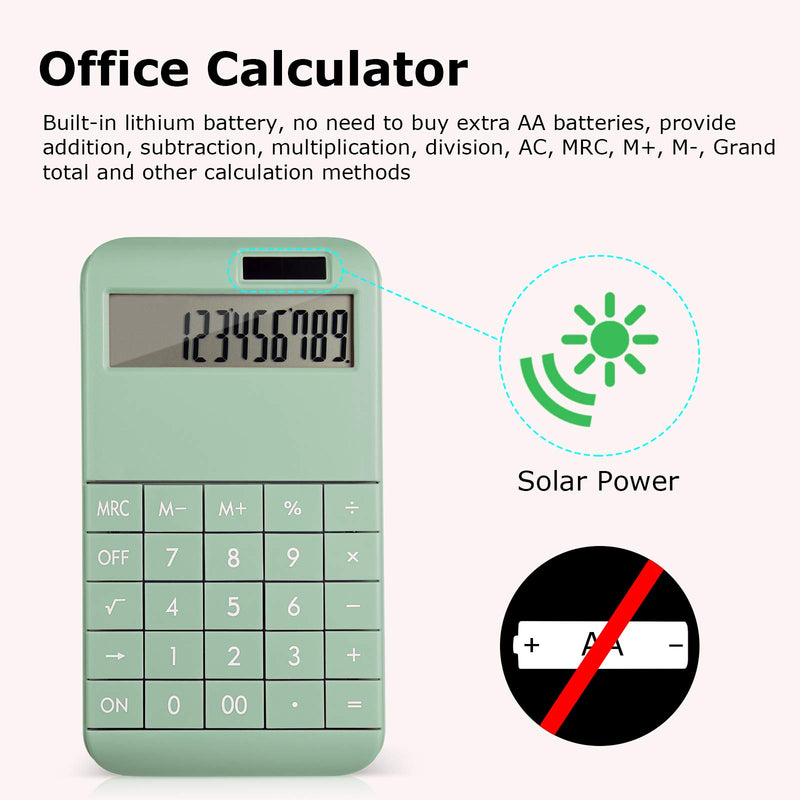  [AUSTRALIA] - EooCoo Basic Standard Calculator 12 Digit Desktop Calculator with Large LCD Display for Office, School, Home & Business Use, Modern Design - Green