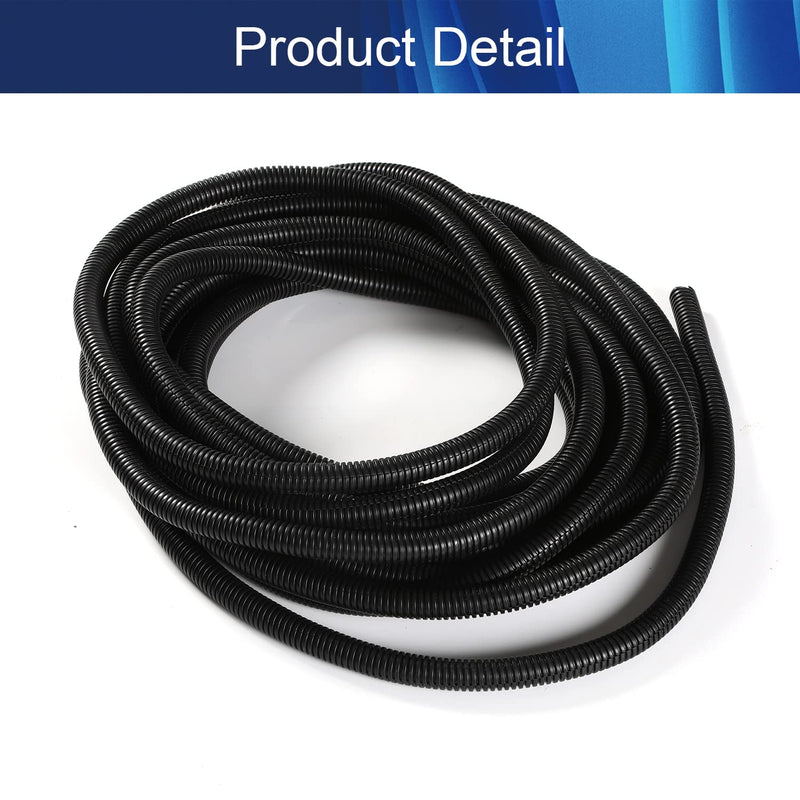  [AUSTRALIA] - Aicosineg Cable Sleeves 32.81ft 1/2 Inch Electrical Conduits Split Wire Loom Tubing Corrugated Tube Polyethylene Hose Cover for Home Outdoor Automotive Marine Wire Harness Wrap Black 1 PCS