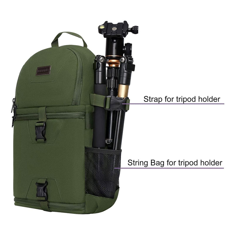  [AUSTRALIA] - MOSISO Camera Bag, DSLR/SLR/Mirrorless Photography Case Shockproof Camera Sling Backpack Case with Tripod Holder & Modular Inserts & Rain Cover Compatible with Canon/Nikon/Sony/Fuji, Army Green