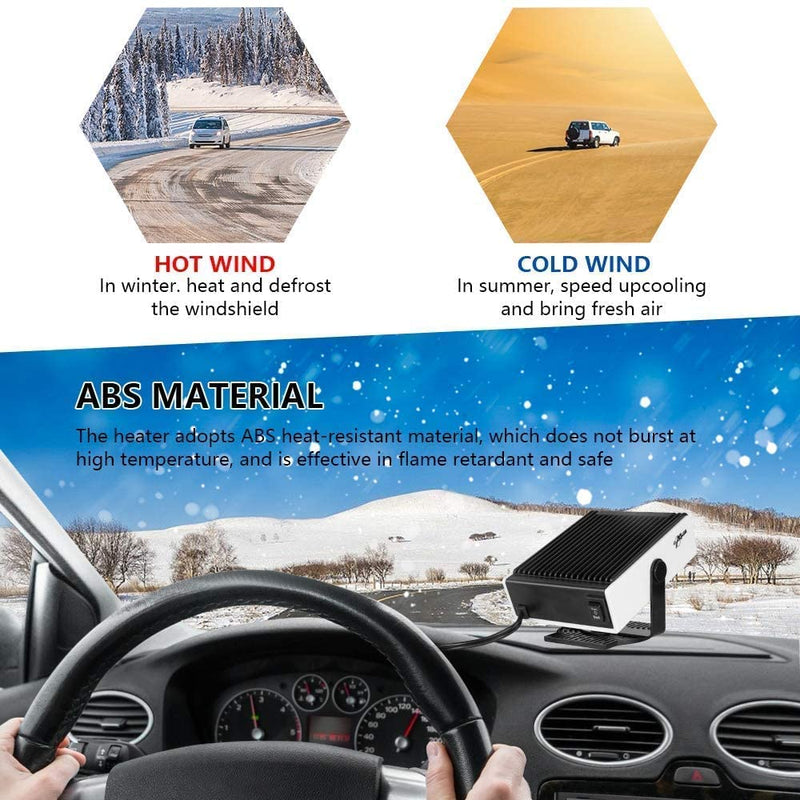  [AUSTRALIA] - Car Heater Defroster, 1Windshield Defogger Defroster That Plug Into Cigarette Lighter,Auto Heater/Cooling Fan Car Windscreen Demister Heater with Purification for Winter((12V 15A Vehicle) White