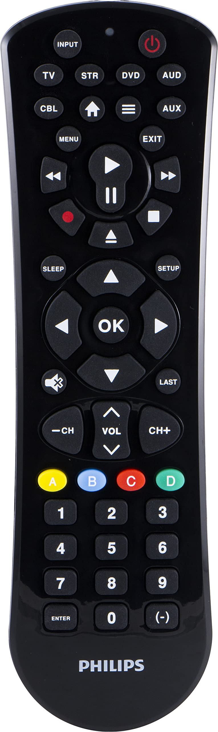  [AUSTRALIA] - Philips Universal Remote Control Replacement for Samsung, Vizio, LG, Sony, Sharp, Roku, Apple TV, RCA, Panasonic, Smart TVs, Streaming Players, Blu-ray, DVD, Simple Setup, 6 Device, Black, SRP9263C/27