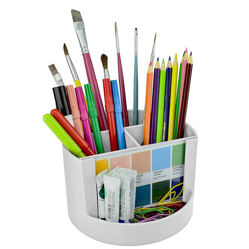 Acrimet Plastic Desktop Organizer - Mix Organizer Caddy Photo Holder - Office Supplies Storage and Home Organization (Pen Pencil Clip Holder) (White Color) - LeoForward Australia