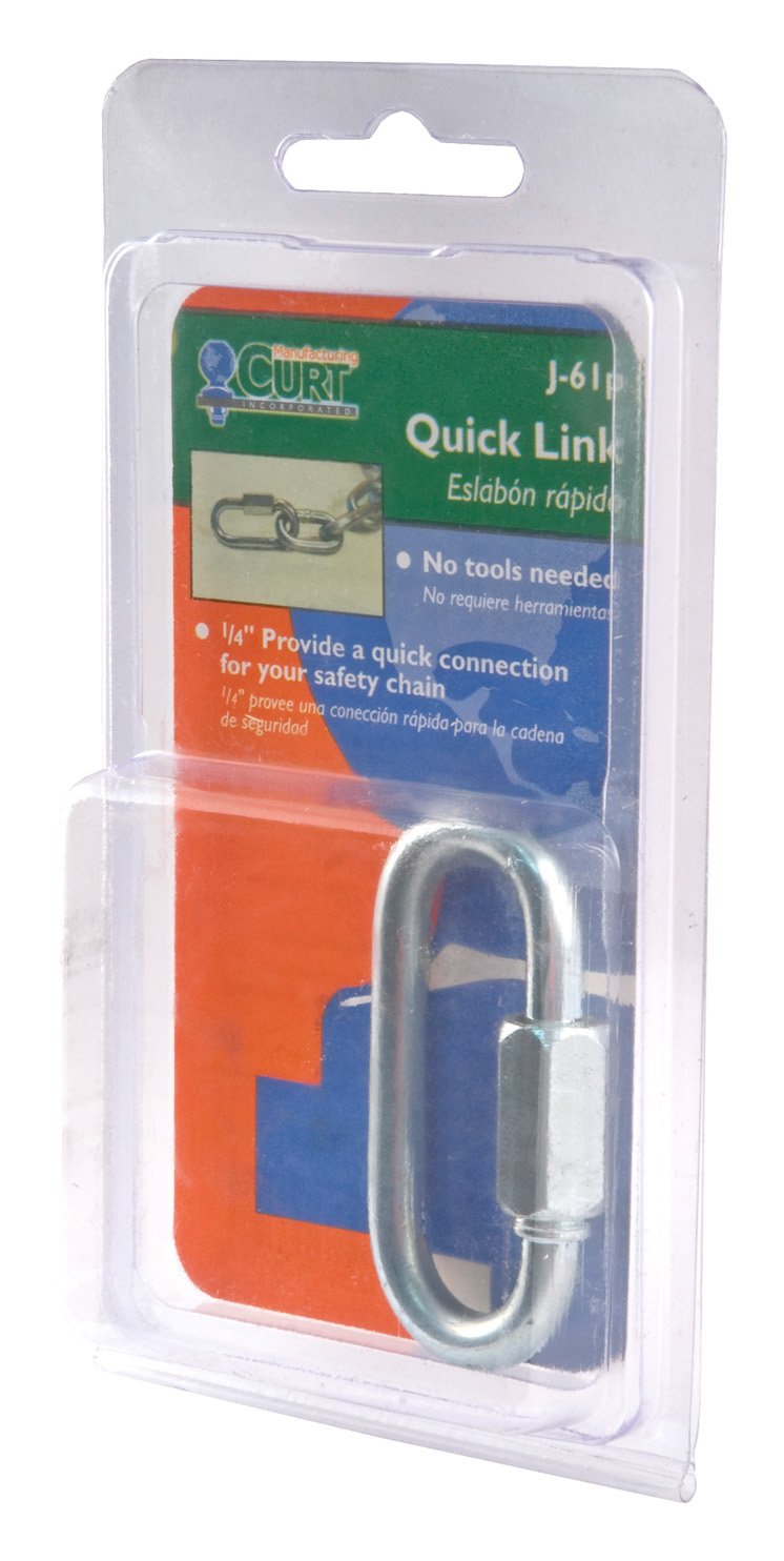  [AUSTRALIA] - CURT 82611 Threaded Quick Link Trailer Safety Chain Hook Carabiner Clip 1/4-Inch Diameter, 880 lbs