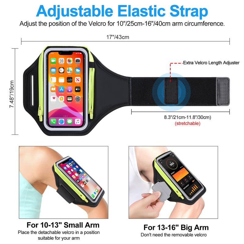 [AUSTRALIA] - Up to 6.8'' Running Phone Holder with Earphone Bag, MR.LUYU Cell Phone Arm Band Case for iPhone 14 13 12 11 Pro Max Galaxy S23 S22 Ultra, Waterproof Armband Belt with Adjustable Strap Car Key Pocket