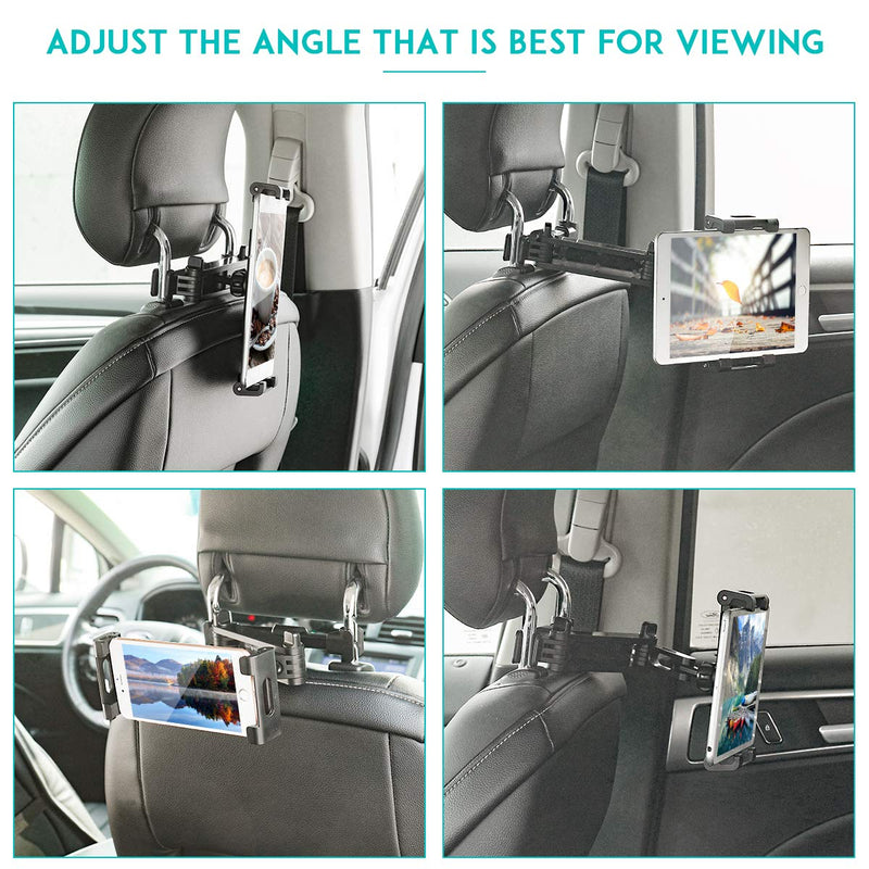  [AUSTRALIA] - Car Headrest Mount, Angle Adjustable Headrest Tablet Mount, Universal Tablet Holder for Car Backseat, for 5" to 12.9" iPad/Tablet/Smartphone/Nintendo Switch