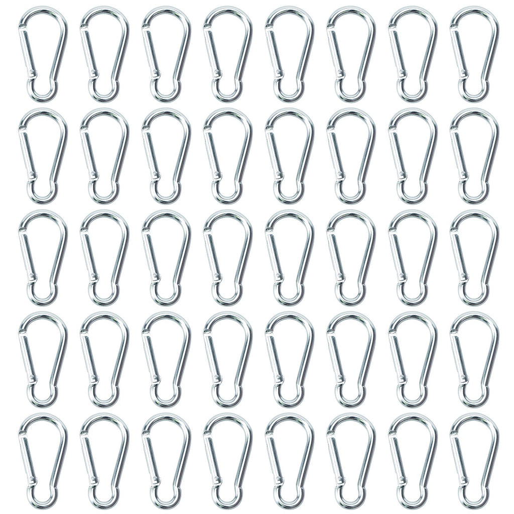  [AUSTRALIA] - 80PCS Small Carabiner Caribeaner Clip Bulk 1.89" Spring Snap Hook Key Chain Clip Aluminum Batch D Ring Carabiners for Backpacking Camping, Hiking, Traveling, Silver