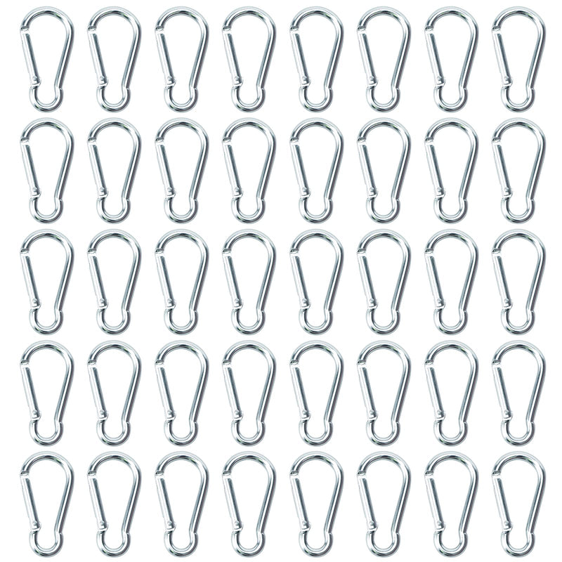  [AUSTRALIA] - 80PCS Small Carabiner Caribeaner Clip Bulk 1.89" Spring Snap Hook Key Chain Clip Aluminum Batch D Ring Carabiners for Backpacking Camping, Hiking, Traveling, Silver