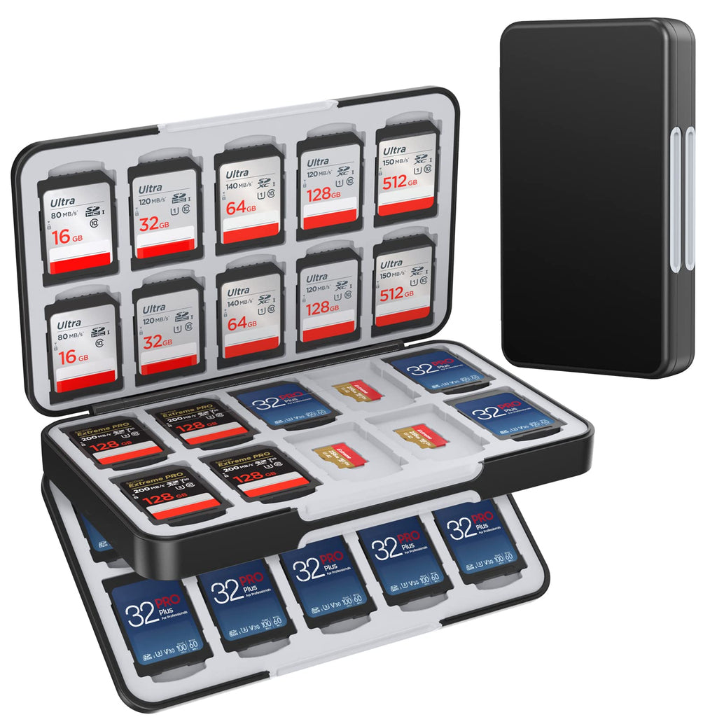  [AUSTRALIA] - HEIYING SD Card Holder for Memory SD Card and Micro SD Card, Portable SD SDHC SDXC Micro SD Card Holder Case with 40 SD Cards Slots & 40 Micro SD Cards Slots. Black