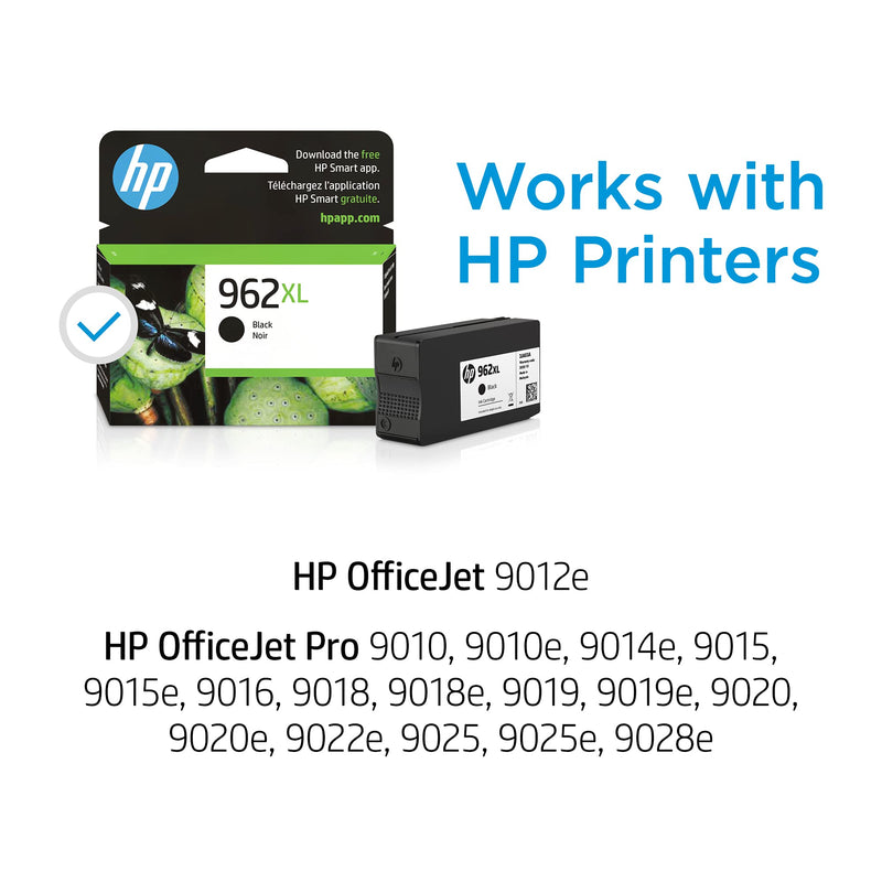  [AUSTRALIA] - Original HP 962XL Black High-yield Ink Cartridge | Works with HP OfficeJet 9010 Series, HP OfficeJet Pro 9010, 9020 Series | Eligible for Instant Ink | 3JA03AN One