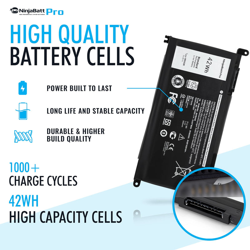  [AUSTRALIA] - NinjaBatt Battery for Dell WDX0R Inspiron 15 7579 5567 5578 5570 5568 7569 5579 5565 7573 13 7378 5378 7368 5379 5368 7375 17 5767 Y3F7Y - [42Wh/11.4v]
