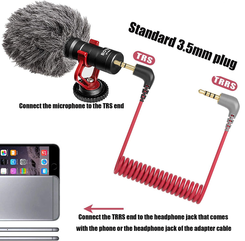  [AUSTRALIA] - TRS to TRRS Adapter Cable Wireless Lavalier Microphone Cable for RODE SC7,Wireless GO Microphone/Mobile Phone Conversion Cable,3.5mm Microphone Cable Spring Type Connected to Phones,Tablets,ipads ect