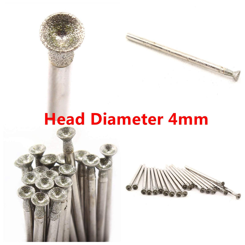 JINGLING Diamond Grinding Head 4mm Spherical CONCAVE Stone Carving Burrs 30Pcs Head Diameter: 4mm (5/32") - LeoForward Australia