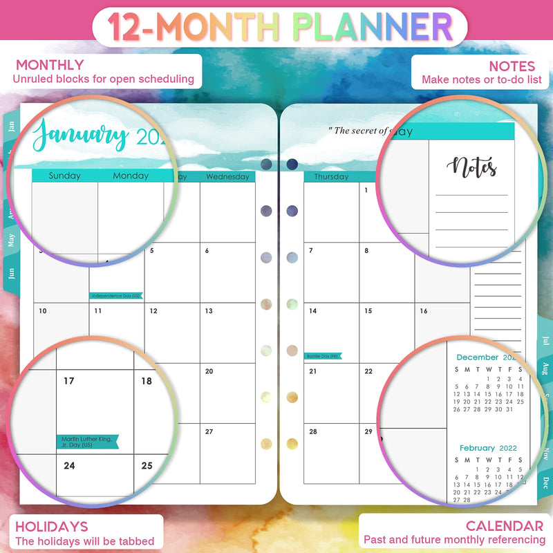  [AUSTRALIA] - 2022 Planner Refills - Weekly & Monthly Planner Refill, 5-1/2" x 8-1/2", January - December 2022, 7-Hole Punched Multi1