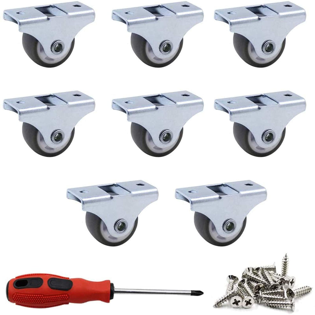  [AUSTRALIA] - Luomorgo 8 Pack 1" Caster Wheels Rigid Fixed Non Swivel Casters with Metal Top Plate No Noise TPE Wheels for Furniture, 141 Total Capacity