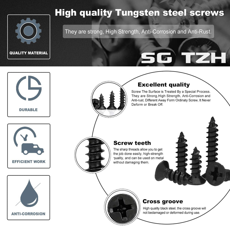  [AUSTRALIA] - #8 x 3/4" Wood Screw 100PCS Black Phosphate Coated Stainless Flat Truss Head Fast Self Tapping Drywall Screws by SG TZH 100 #8 x 3/4"