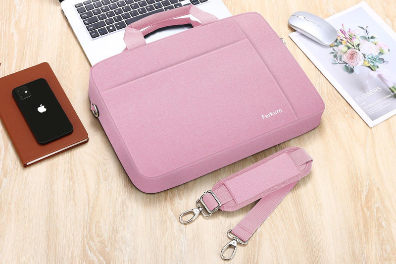  [AUSTRALIA] - Ferkurn 14 15 15.6 Inch Laptop Bag Women Men Computer Bag for HP Pavilion/Surface Laptop/Dell Inspiron XPS/Lenovo Thinkpad Ideapad/ASUS Vivobook/Acer Chromebook,Shoulder Carry Briefcase Messenger Case Pink