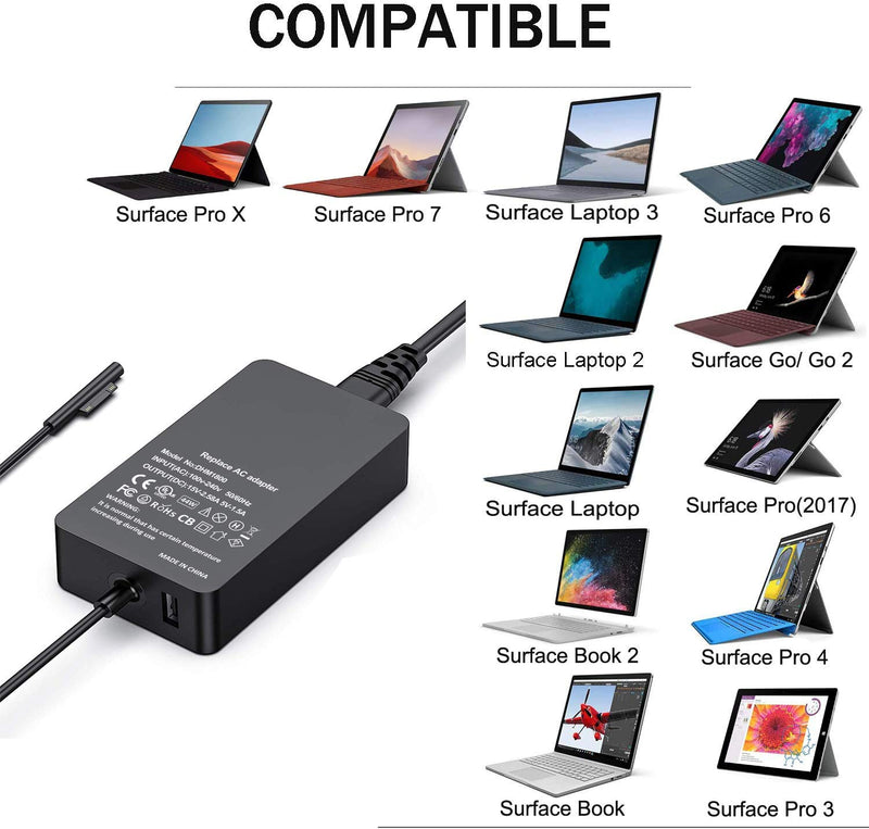  [AUSTRALIA] - Surface Pro Charger, 15V 2.58A 44W Adapter Compatible with Microsoft Surface Laptop 1/2/3, New Surface Pro 7/6/5/4/3/X, Surface Go 1/2, Surface Book 1/2, Surface Laptop Go