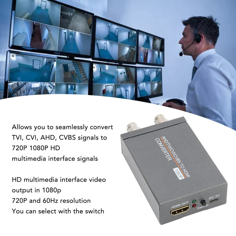  [AUSTRALIA] - AHD TVI CVI CVBS to HDMI Converter Adapter, Multimedia Full HD 720P 1080P 3MP 4MP 5MP 8MP BNC to HDMI Video Adapter for Monitor HDTV DVR