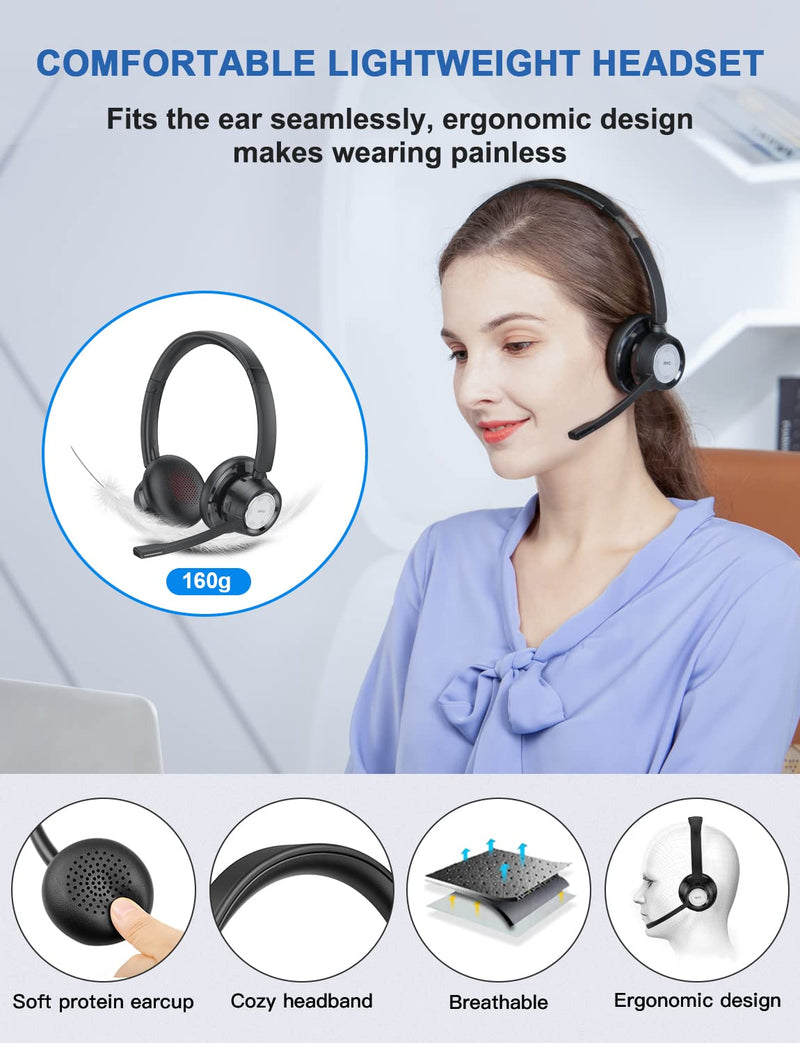  [AUSTRALIA] - USB Headset with Microphone RIYO Computer Headset in-Line Controls Office Headset with Noise Cancelling Mic Call Center Headset for Zoom, Skype, Laptop, Phone, PC, Tablet, Home with USB-C Adapter Bluetooth