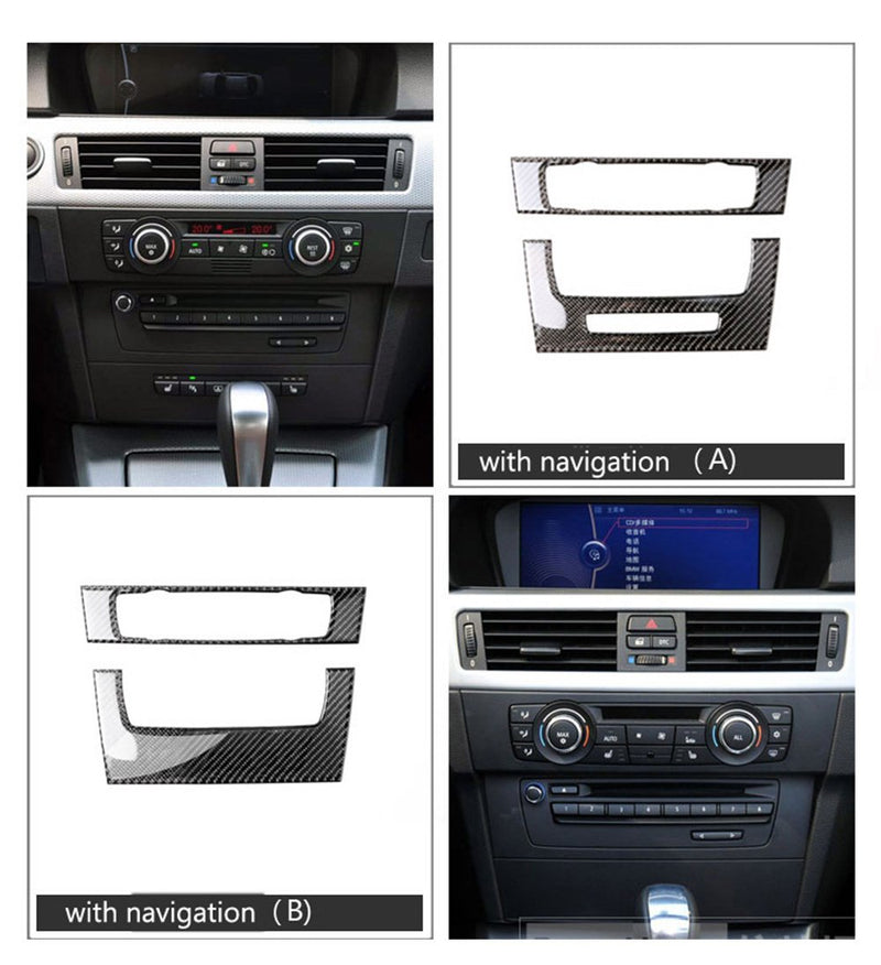 Thor-Ind Carbon Fiber AC Air Conditioning CD Control Console Panel Trim Cover Frame for BMW Old 3 Series E90 E92 E93 2005-2012 Car Interior Accessories Stickers Decor (with Navigation A) - LeoForward Australia