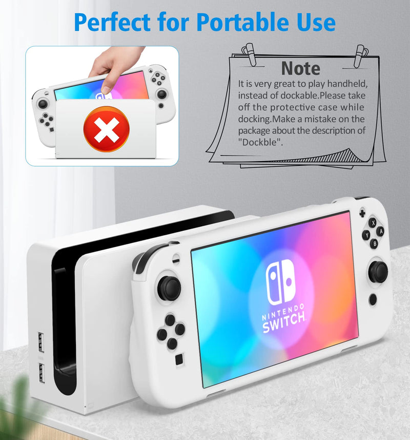  [AUSTRALIA] - OIVO Switch OLED Protective Silicone Case Compatible with Nintendo Switch OLED, Switch OLED Soft Protective Cover with 2 Game Slots for Switch OLED Console - White