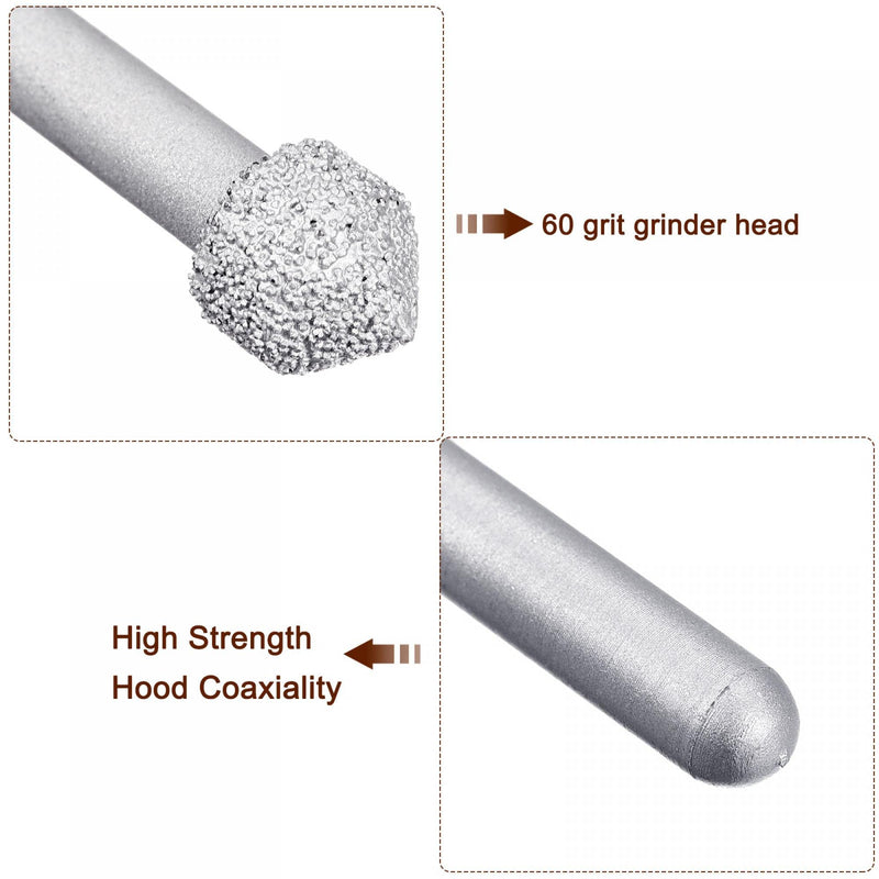  [AUSTRALIA] - uxcell Diamond Mounted Points 60 Grit 10.5mm Brazed Grinder Cone Head 6mm Shank Grinding Rotary Bit Marble Stone Carving Tool 2pcs