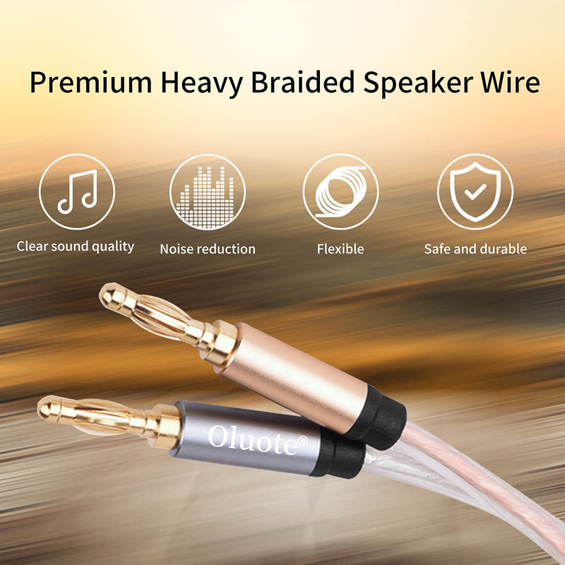  [AUSTRALIA] - Oluote Speaker Banana Cable, Speaker Wire with Dual Gold Plated Plug Tips, Transparent PVC Oxygen-Free Copper Construction (26.2FT) 26.2FT