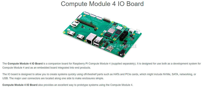  [AUSTRALIA] - waveshare Original Raspberry Pi Compute Module 4 IO Board for All Variants of Compute Module 4,with Real-Time Clock Dual MIPI DSI/CSI Interfaces,USB Connectors Original CM 4 IO Board-F