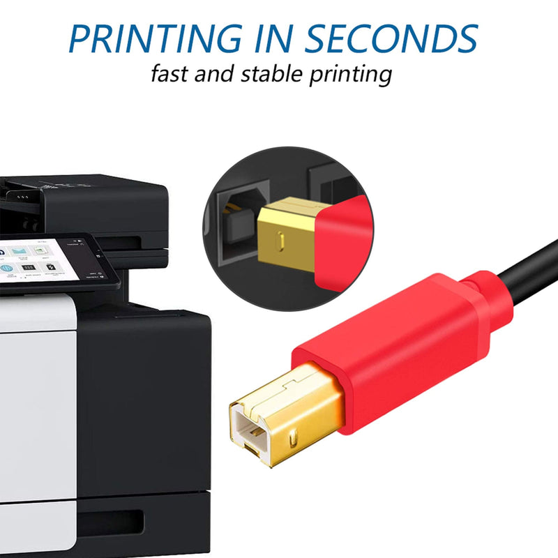  [AUSTRALIA] - Printer Cable 30Ft,Tan QY USB 2.0 High Speed Gold-Plated Connectors Printer Scanner Cable Cord A Male to B Male for HP, Canon, Lexmark, Dell, Xerox, Samsung etc (30Ft, Red)