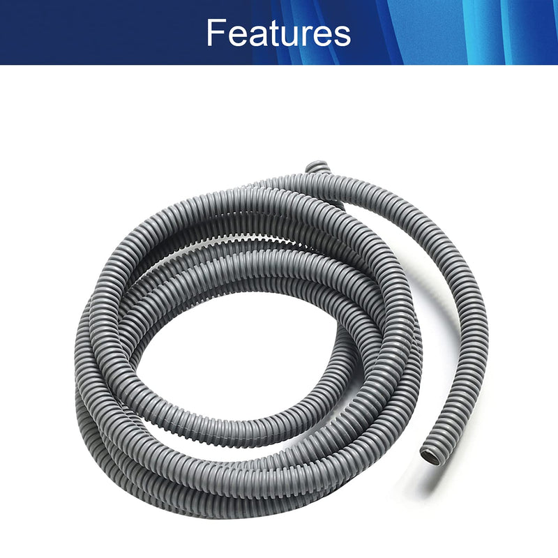  [AUSTRALIA] - Aicosineg Cable Sleeves 11.48ft 1/2 Inch Electrical Conduits Non-Split Wire Loom Tubing Corrugated Tube Polyethylene Hose Cover for Home Outdoor Automotive Marine Wire Harness Wrap Grey 1PCS