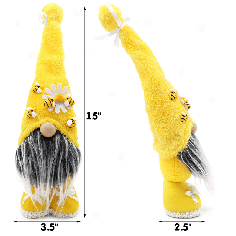  [AUSTRALIA] - CiyvoLyeen 2 PCS Bumble Bee Gnomes Plush Yellow & Black Scandinavian Tomte Nisse Swedish Spring Decorations Honey Bee Home Farmhouse Kitchen Plush Collection